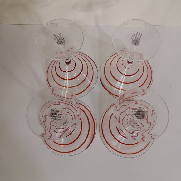 Pier 1 Swirline Red" Margarita Glasses 7" Set of 4 - Picture 5 of 5